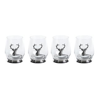 Alberg Pewter and Glass Tumblers, Set of 4 For Sale