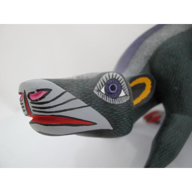 Mexican Large Alebrije Colorful Skunk Mexican Folk Art Wood Carving Figurine Sculpture For Sale - Image 3 of 14