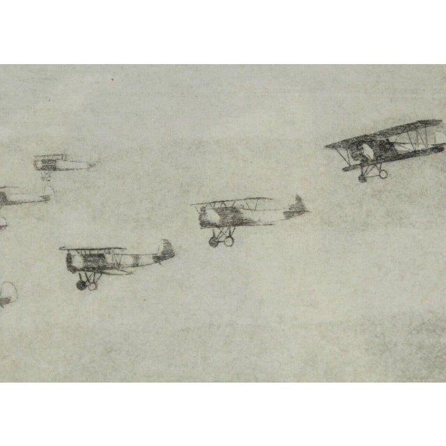 Mid-Century Modern "Navy Wings" Original Military Etching by Don Swann of Biplane Airplanes - 2D For Sale - Image 3 of 12