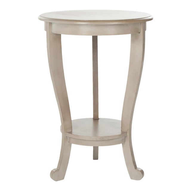 Pedestal Side Table in Grey For Sale