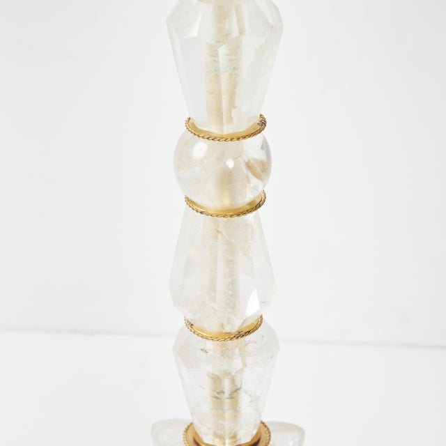 Modern Large Late 20th Century Rock Crystal Candlesticks - A Pair For Sale - Image 3 of 8