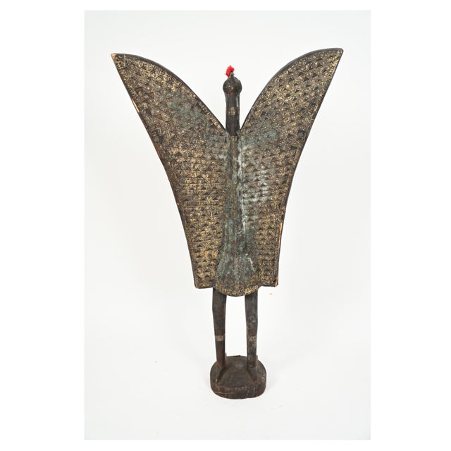 Wood Vintage Carved Wooden West African Senufo Hornbill Bird Sculpture For Sale - Image 7 of 17