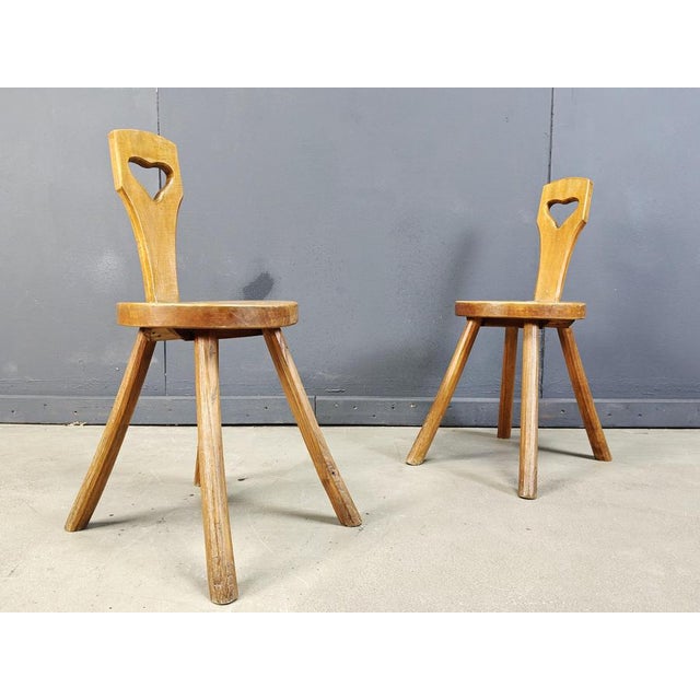 1960s Vintage Brutalist Heart-Shaped Side Chairs, 1960s, Set of 2 For Sale - Image 5 of 9