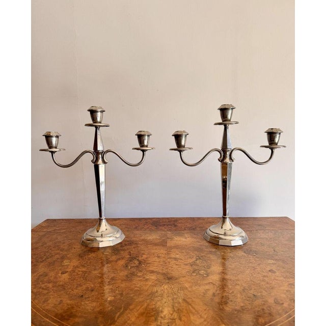 Antique Edwardian Silver Plated Candelabras, 1900, Set of 2 For Sale - Image 6 of 6