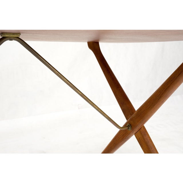 Hans Wegner Danish Mid-Century Modern Teak & Brass X Base Coffee Side Table For Sale - Image 14 of 15