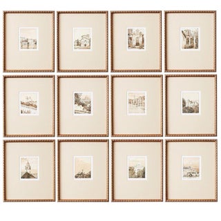 Set of Twelve Architectural Landscape Etchings by Kenneth Gregg For Sale