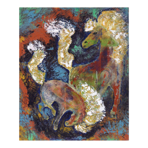 "Carousel" Abstracted Horses With Texture in Acrylic on Canvas by Marion J Denton