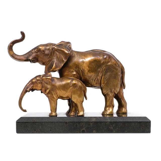 Art Deco Two Elephants on Black Marble Base, France, 1925 For Sale - Image 12 of 12