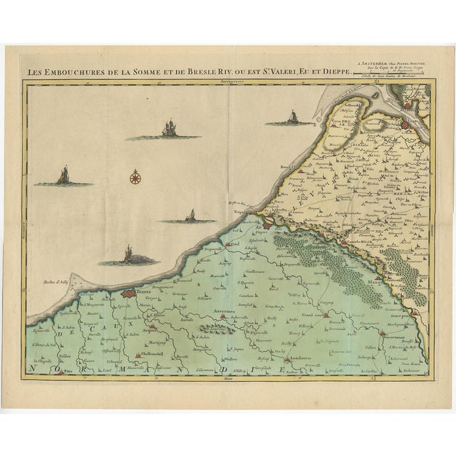 Antique Map of the French Coast, 1720 For Sale