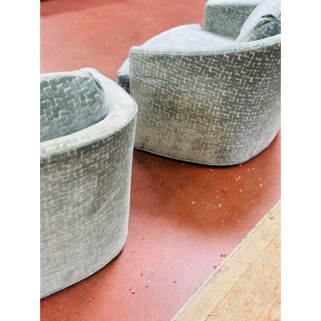 Vintage Barrel Back Swivel Chairs, Newly Reupholstered For Sale - Image 4 of 9