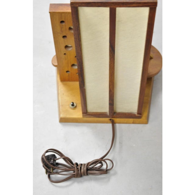 Vintage Mid Century Modern Carved Hawaiian Koa Wood Palm Tree Tiki Table Lamp For Sale - Image 11 of 15