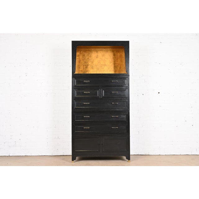 Michael Taylor for Baker Far East Collection Black Lacquer and Gold Leaf Bar Cabinet, 1960s For Sale - Image 13 of 13