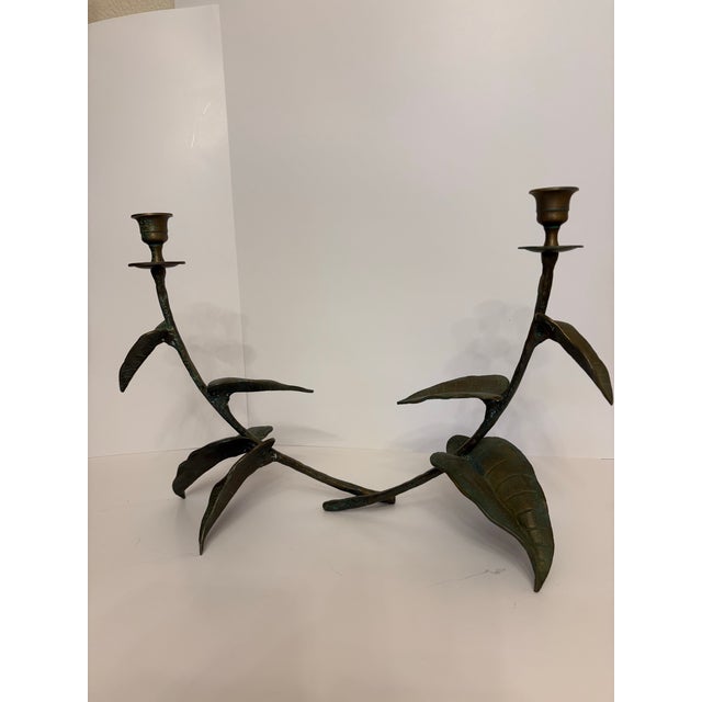 1960's Four Leaf Bronze W/Patina Candleholders - A Pair For Sale In Boise - Image 6 of 6