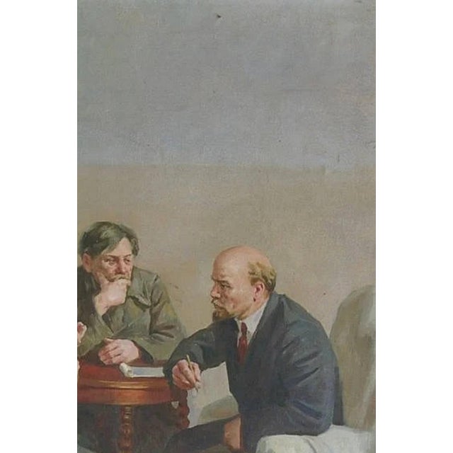 Campaign Lenin Portrait, Original Oil Painting, Soviet Socialist Art 148-98 For Sale - Image 3 of 6