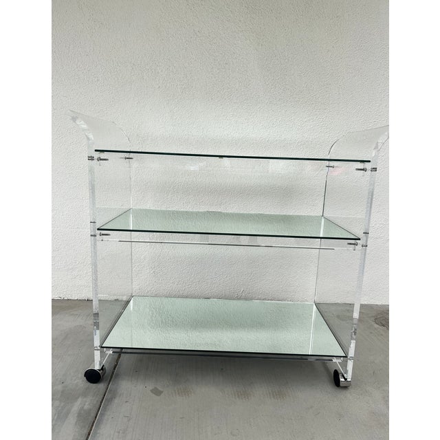 Contemporary Vintage, Postmodern Shlomi Haziza Lucite Barcart, Attributed For Sale - Image 3 of 7