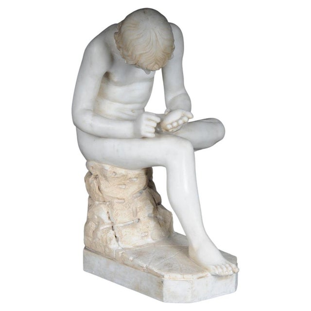 20th century Impressive marble sculpture "The Thorn Extractor Spinario" Italy Rome The Extractor of Thorns (in Italian:...