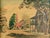 American "Sunday Service", Mid-Cent Figurative Village Scene With Church, Frank Serratoni For Sale - Image 3 of 6