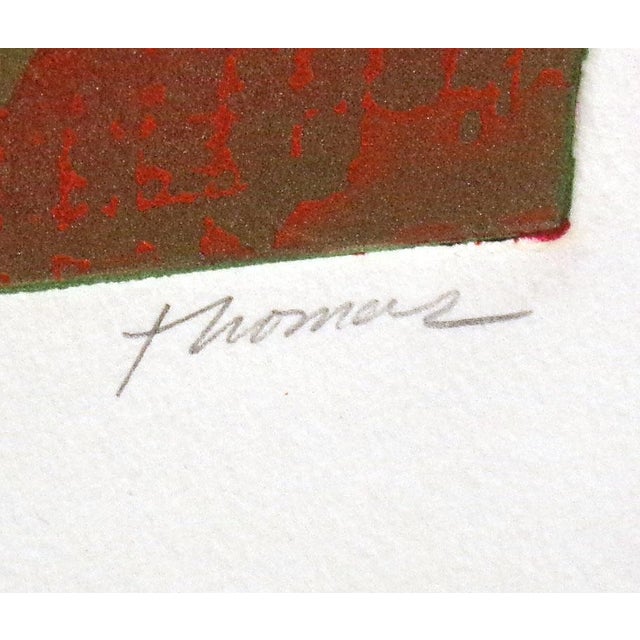 Impressionist Ted Thomas Hand Signed Fine Art Etching Abstract Red Green 1970s For Sale - Image 3 of 4