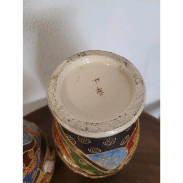 Japanese Satsuma Vases, Set of 2 For Sale - Image 9 of 10