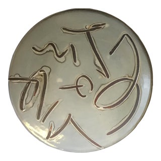 Vintage Large Pottery Abstract Wall Charger For Sale