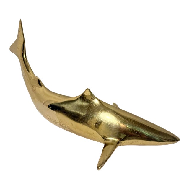 Mid-Century Modern Solid Brass Shark Paper Weight For Sale