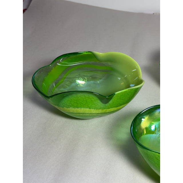 Mid 20th Century Vintage Italian Murano Green Art Glass Bowls, Set of 4 For Sale - Image 5 of 17