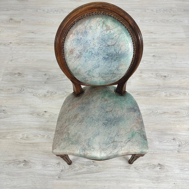 Sky Blue French Louis XVI Dining Chairs – Set of 10 For Sale - Image 8 of 13