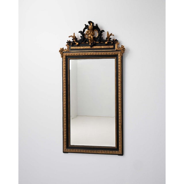 Gold 19th Century France Napoleon III Gold Wood Mirror For Sale - Image 8 of 11