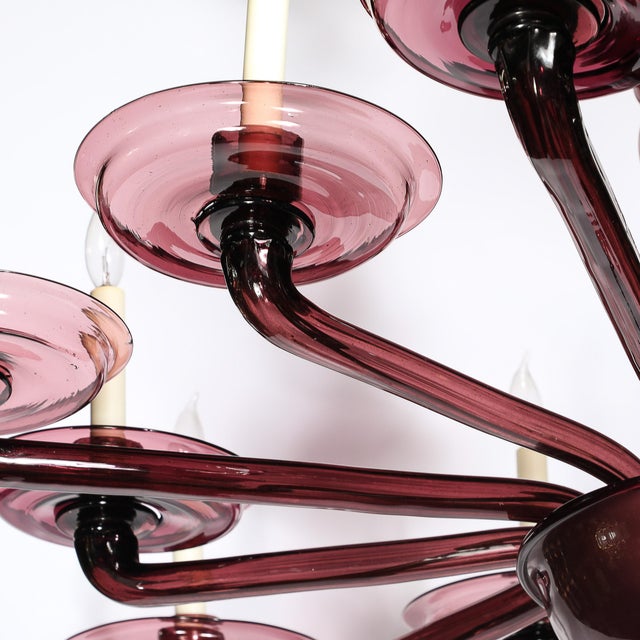 Modernist Hand-Blown Classical Amethyst Murano Glass Chandelier by Lorin Marsh For Sale - Image 17 of 18