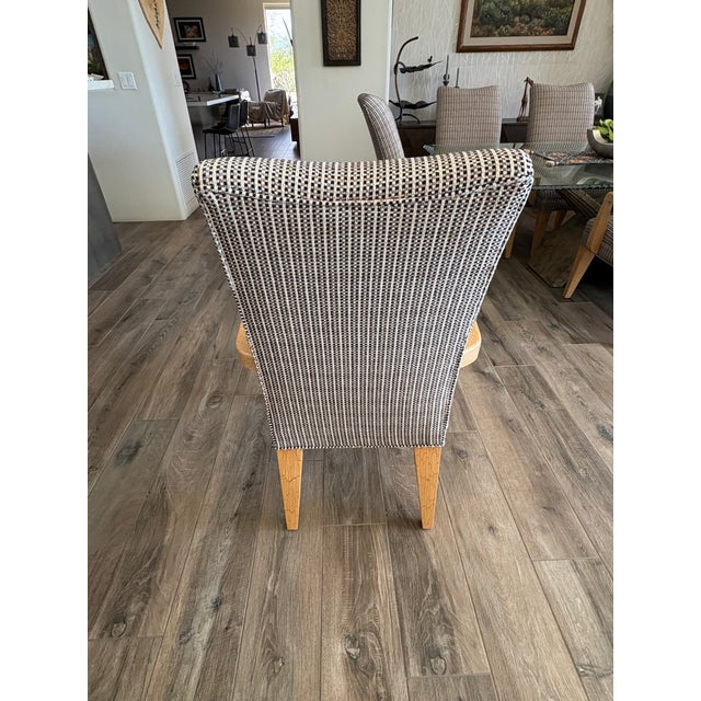 Set of 8 Attributed to Sally Sirkin Lewis for J. Robert Scott Art Deco Revival Dining Chairs — Crackle Lacquer Frames, Vintage Designer Set For Sale In Phoenix - Image 6 of 15