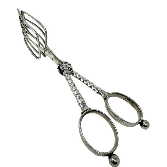Antique Vintage English Sterling Silver Asparagus Tongs Ben Wade Sheffield 1921 For Sale