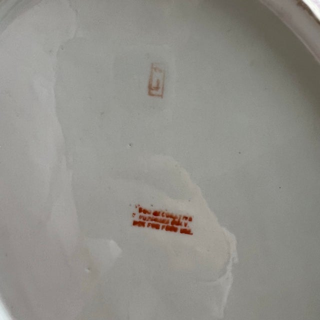 Ceramic Beautiful Pink Purple Floral Chinese Painted Platter For Sale - Image 7 of 10
