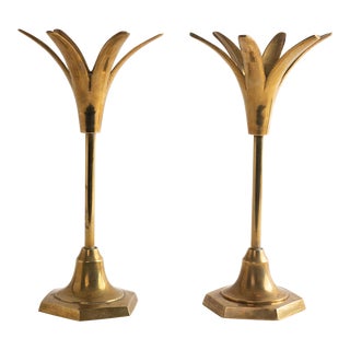 Vintage Brass Pineapple Candlestick Holders - Pair For Sale