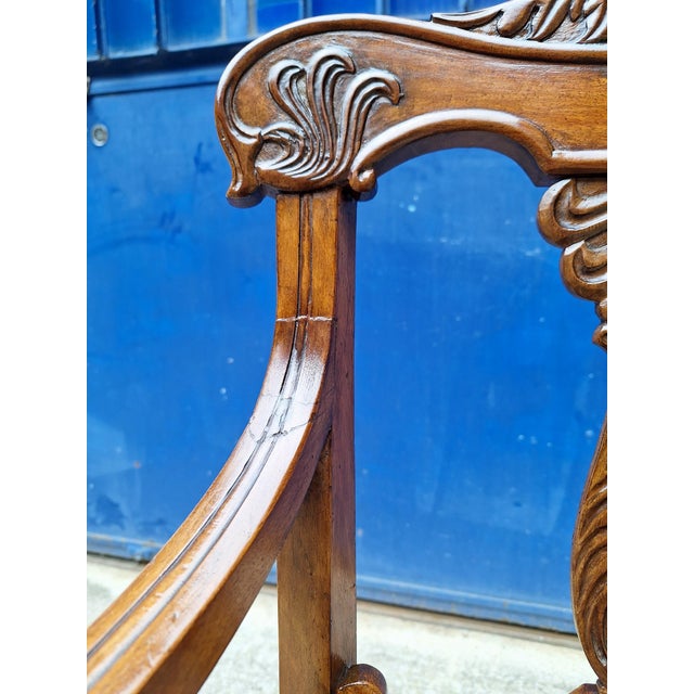 Brown Carlo X Walnut and Leather Armchair For Sale - Image 8 of 15