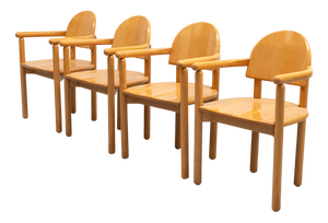 Beech Dining Chairs, 1970s, Set of 4