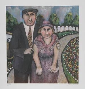 Jack & Mami on the Road, Susan Gardner Lithograph