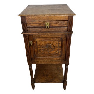 Antique French Oak Carved Nightstand For Sale
