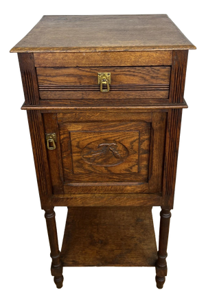 Antique French Oak Carved Nightstand