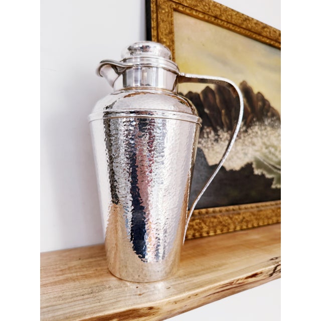 Metal 1926 Hammered Silver Plate Cocktail Shaker For Sale - Image 7 of 9