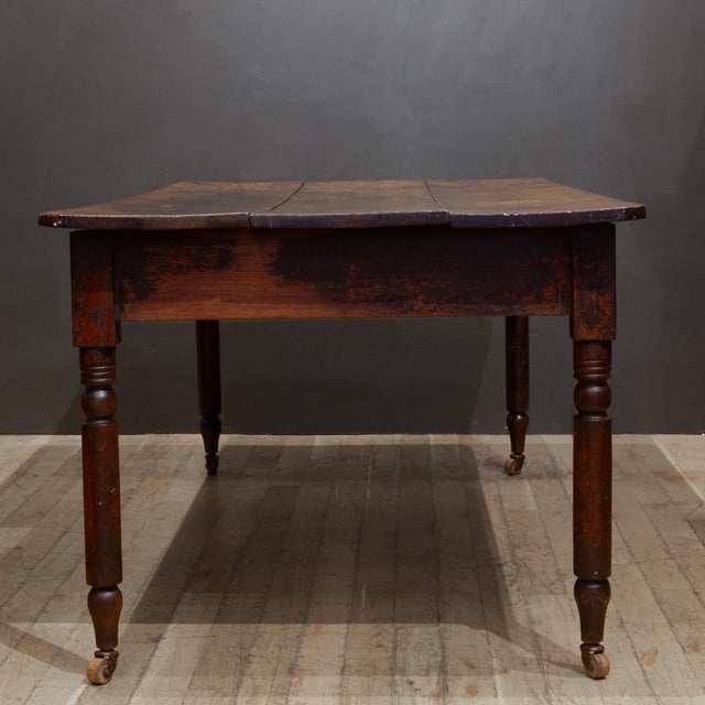 Brown 19th C. Rustic Farmhouse Dining Table With Large Drawer c.1820-1880 For Sale - Image 8 of 10
