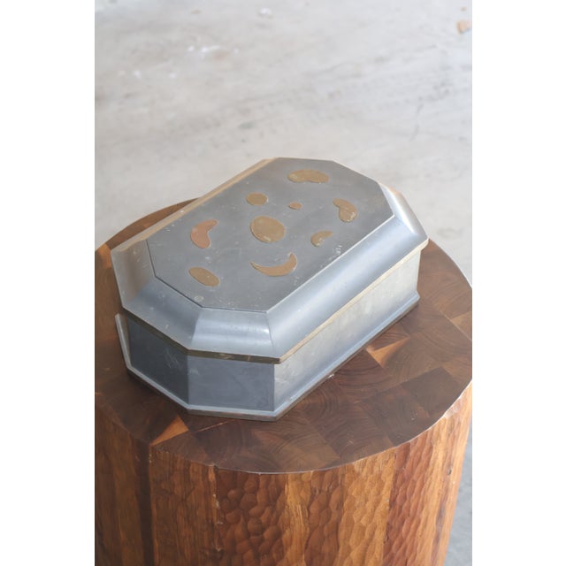 Unique English Antique Pewter and Brass Box For Sale - Image 11 of 18