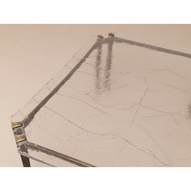 Brutalist Wrought Bronze Coffee Table with Lead Crystal Glass Top by Lothar Klute, 2005 For Sale - Image 11 of 13