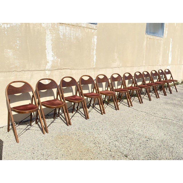 Vintage Art Deco Wooden Theatre Folding Chairs by General Sales Co