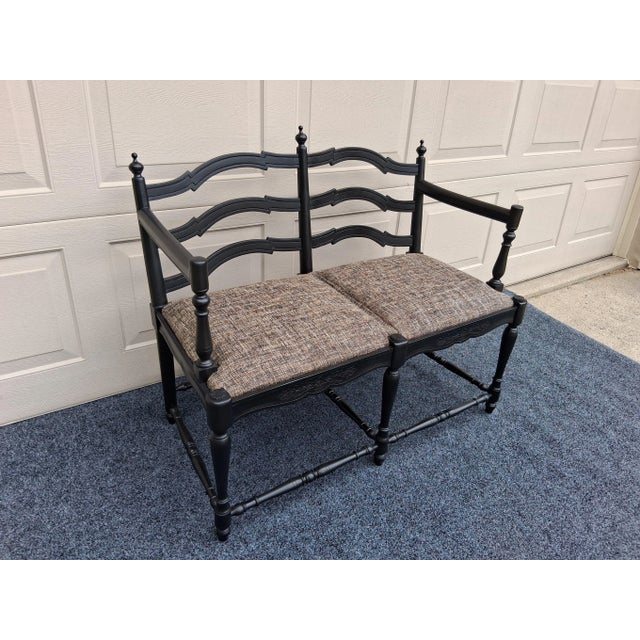 Gorgeous 2 Seater setter made in Spain. This piece has a new look with black satin paint & upholstery. Has Newly installed...