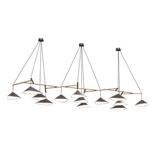 Emily Group of Thirteen Pendant Light in Dark Bronze Semi-Matte by Daniel Becker for Moss Objects For Sale