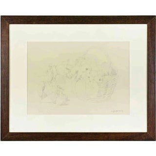 Sigfrido Oliva, Still Life, Pencil Drawing, 1980s, Framed For Sale