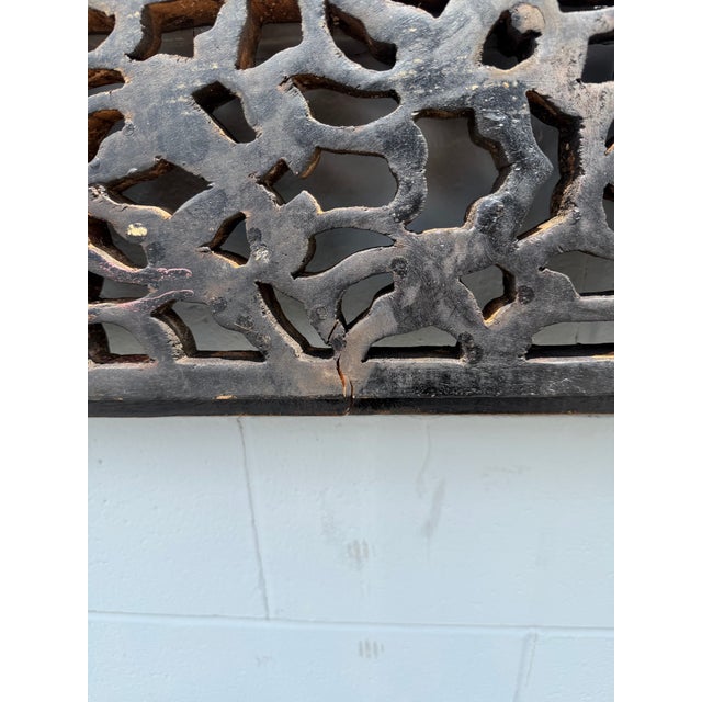 Large Ornate Vintage Hand-Carved & Gilded Indian Wood Mirror or Picture Frame For Sale In West Palm - Image 6 of 9