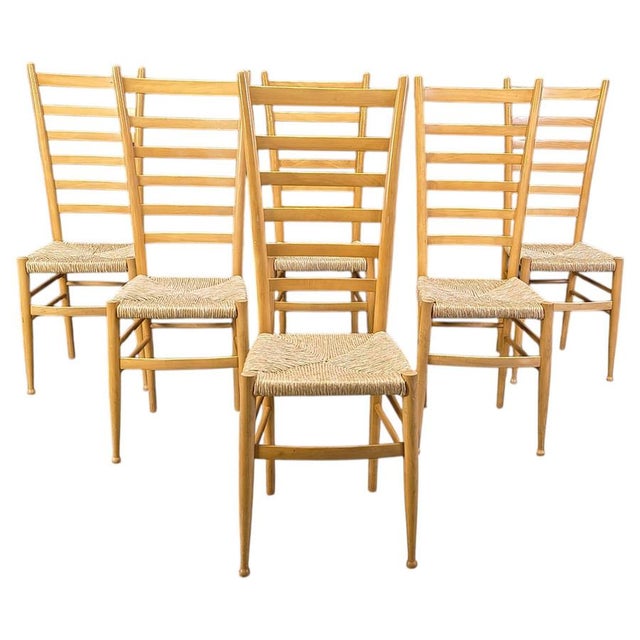 Italian Beechwood Ladder Back Chairs, 1970s, Set of 6 For Sale - Image 14 of 14