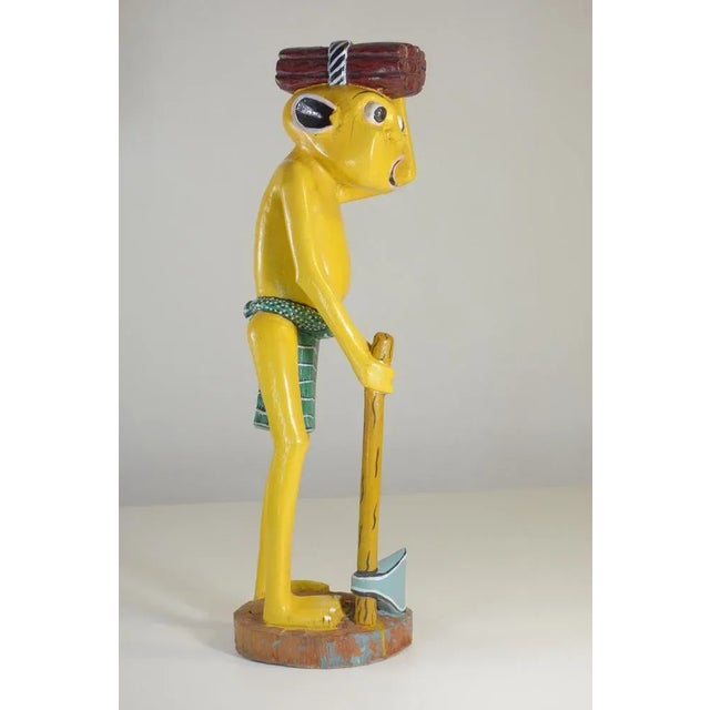 George Lilanga, Yellow Figure, 2000s, Wood & Enamel Paint For Sale - Image 12 of 12