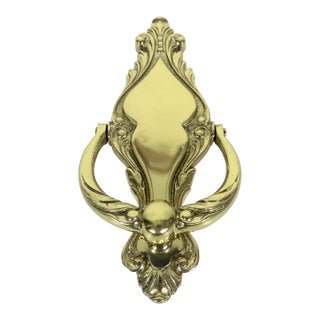 Vintage Art Nouveau Style Solid Brass Door Knocker, Ornate For Sale